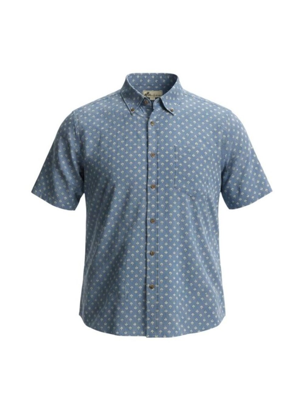Oliver & Burke Blue Palm Tree Print Mens Button-Up Shirt 3XL Short Sleeve